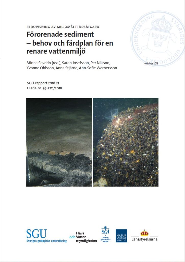 Framsida rapport 2018 Förorenade sediment - behov och färdplan för en renare vattenmiljö