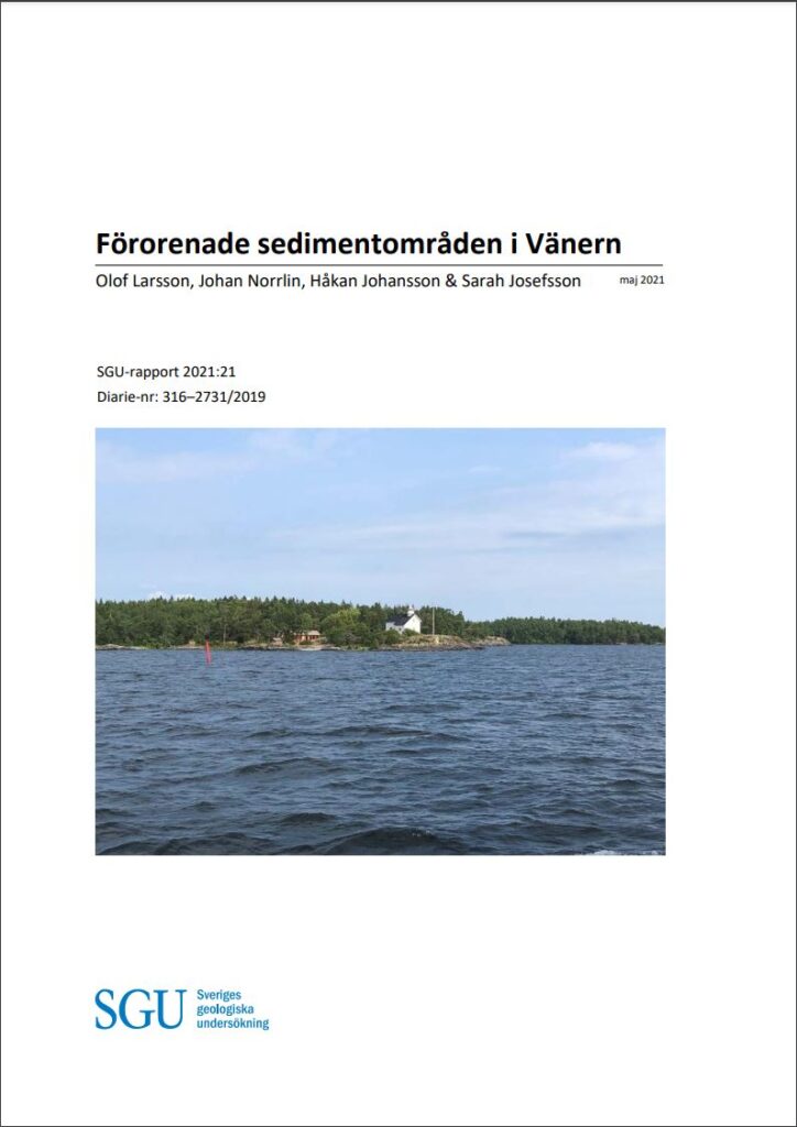 Framsida rapport 2021 SGU Förorenade sedimentområden i Vänern