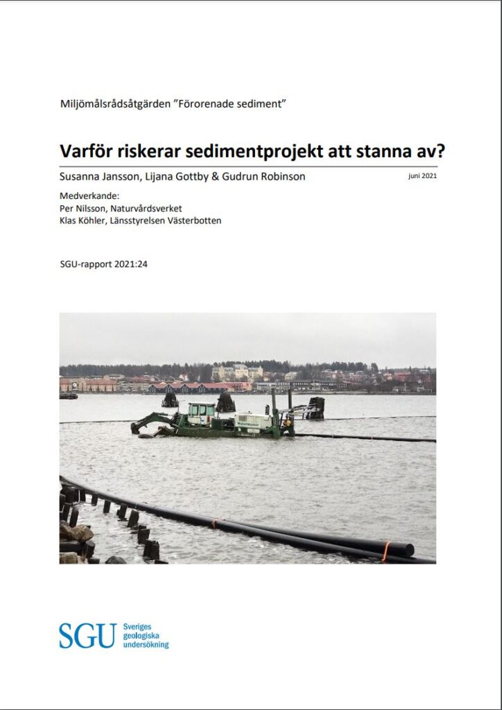 Framsida rapport 2021 SGU Varför riskerar sedimentprojekt att stanna av?