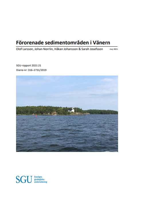 Framsida av SGU-rapport 2021:21 Förorenade sedimentområden i Vänern