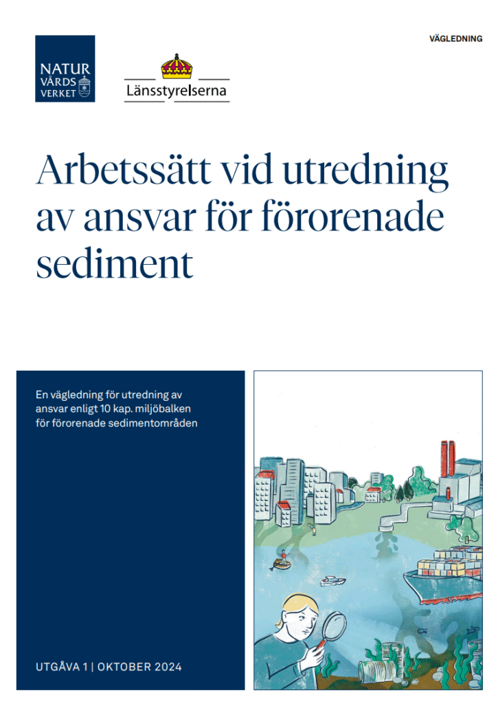 Framsida av vägledning om arbetssätt vid utredning av ansvar för förorenade sediment