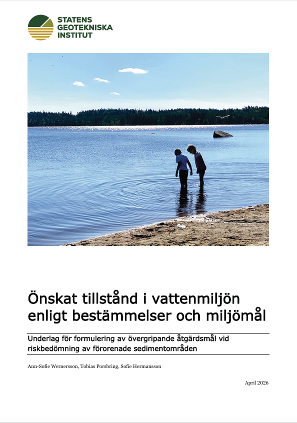 Framsida av SGI rapport Önskat tillstånd i vattenmiljön enligt bestämmelser och miljömål