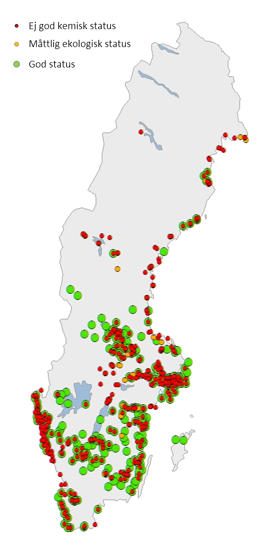 Karta med statusklassningar i VISS